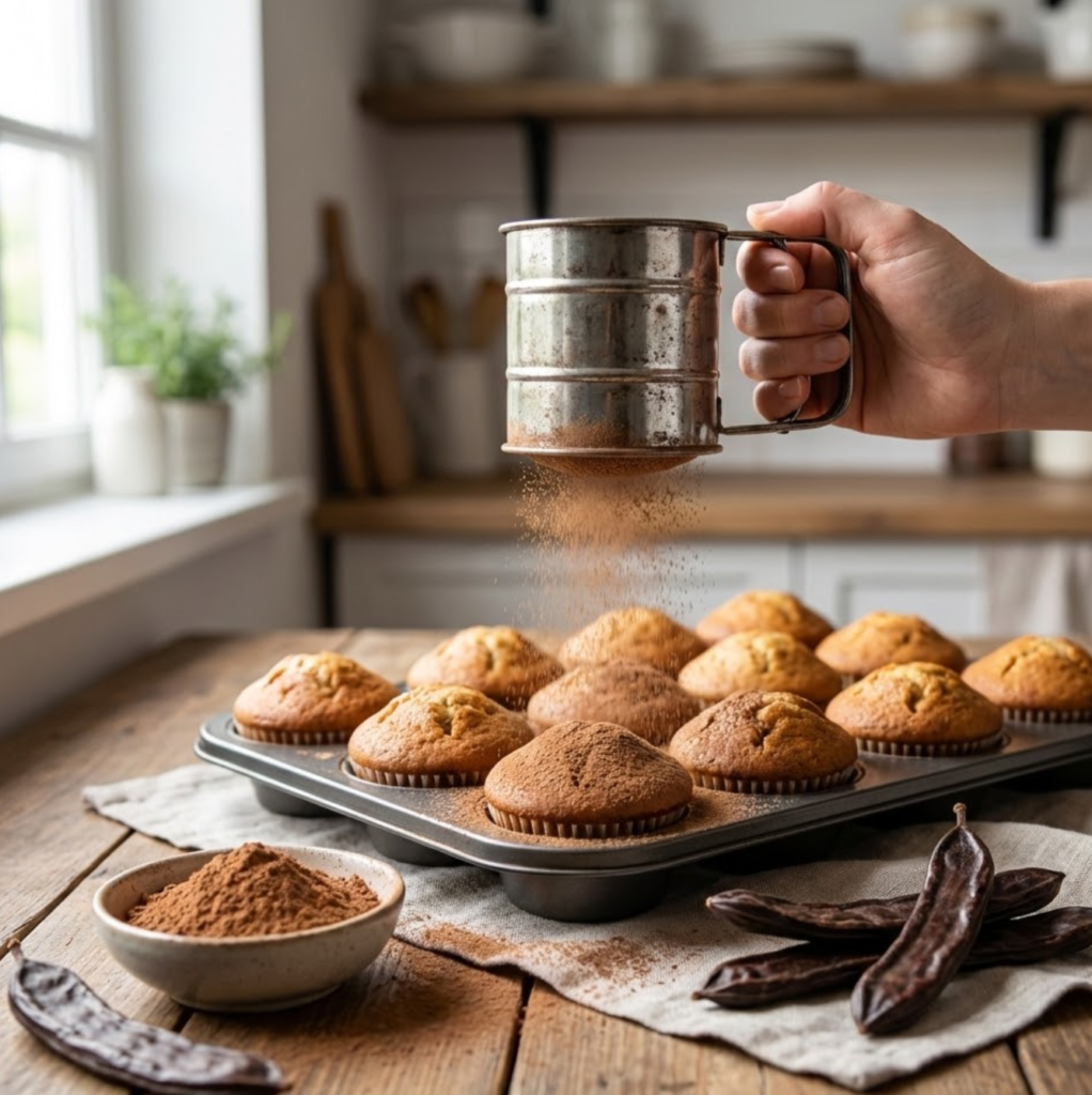 Backen mit Johannisbrotpulver: Eine gesunde und ballaststoffreiche Alternative zu Schokolade und Industriezucker.