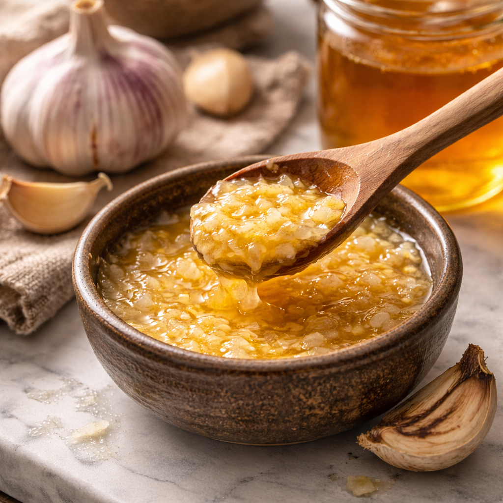 Natürliche Hilfe für die Bronchien: Eine Paste aus Knoblauch, Honig und Butter nach anatolischem Vorbild.