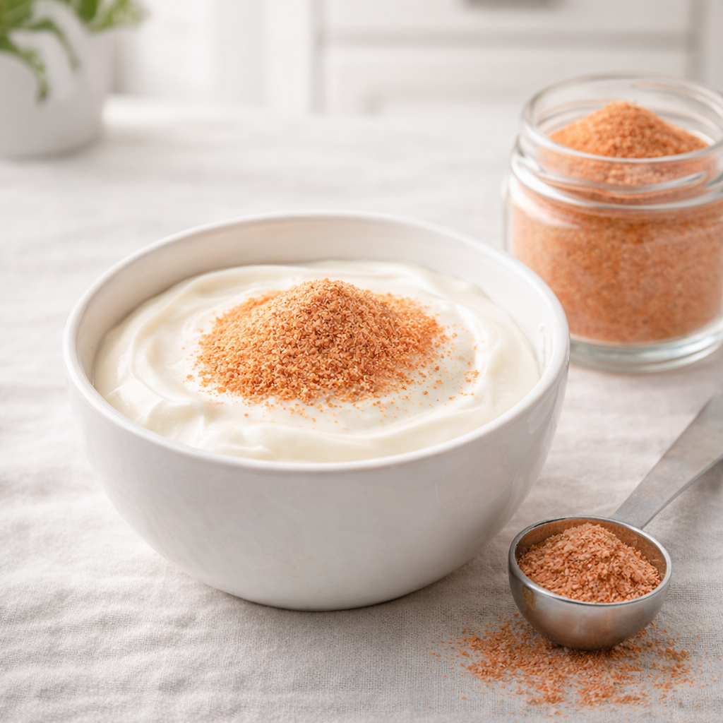 Hagebuttenpulver als tägliche Nahrungsergänzung zur Unterstützung der Gelenkgesundheit und Mobilität.