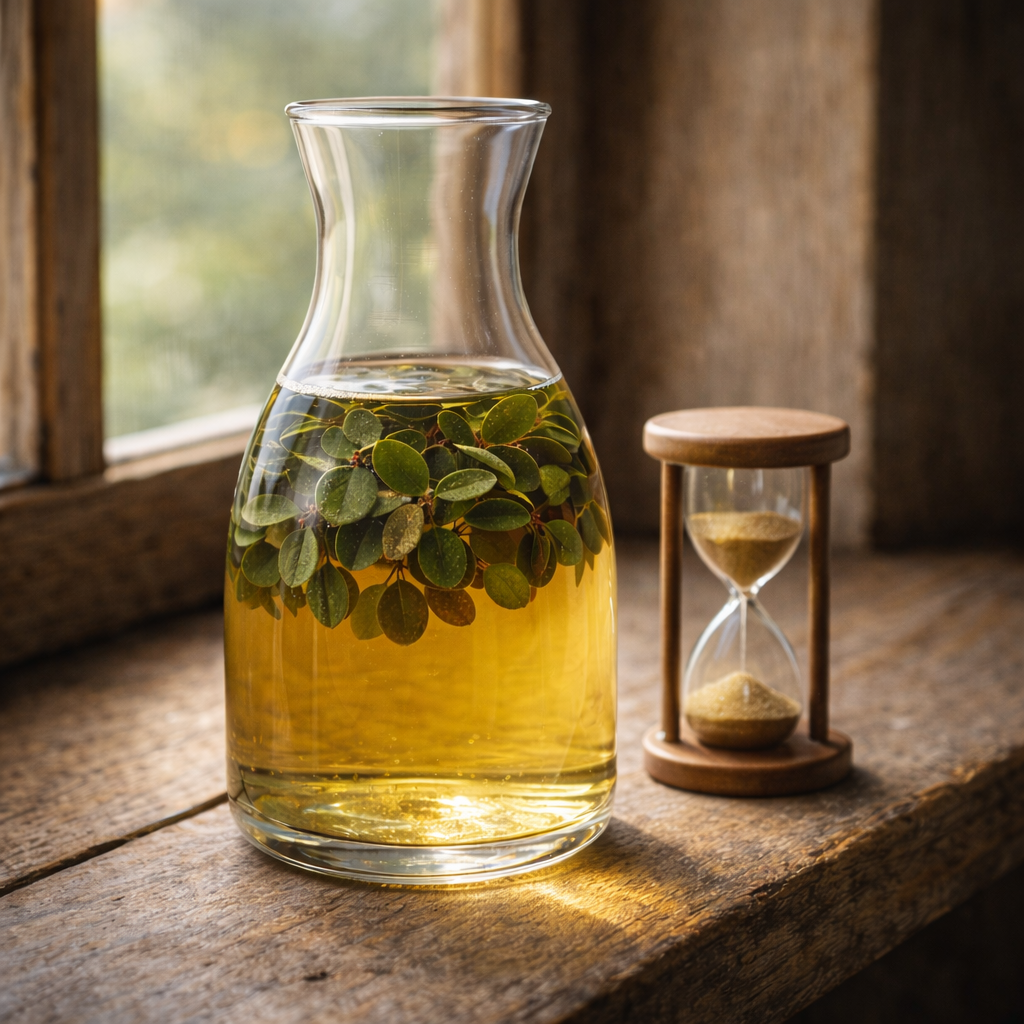 Zur Zubereitung von magenfreundlichem Bärentraubentee wird eine 12- bis 24-stündige Kaltmazeration (Mazeration) angewendet.