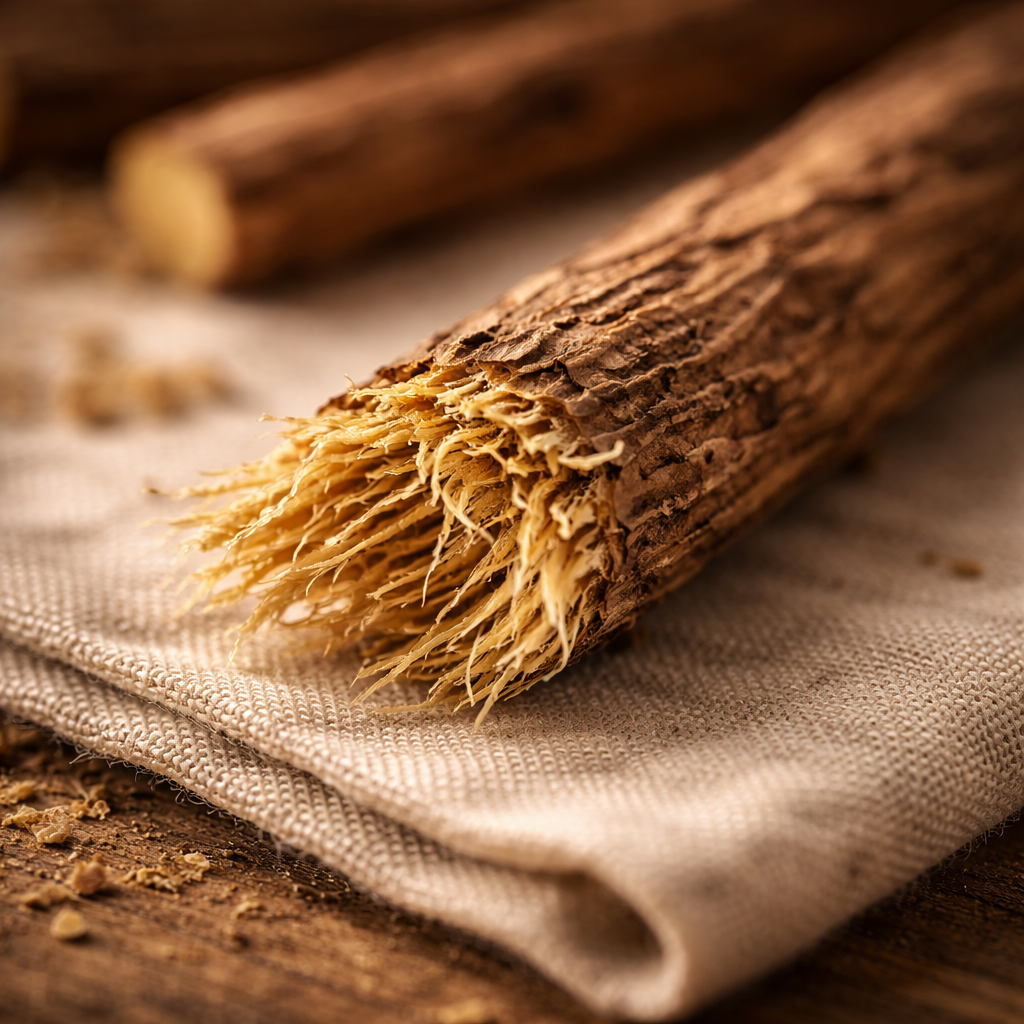 Natürliche Mundhygiene: Das traditionelle Kauen auf der Süßholzwurzel zur Stärkung des Zahnfleisches.