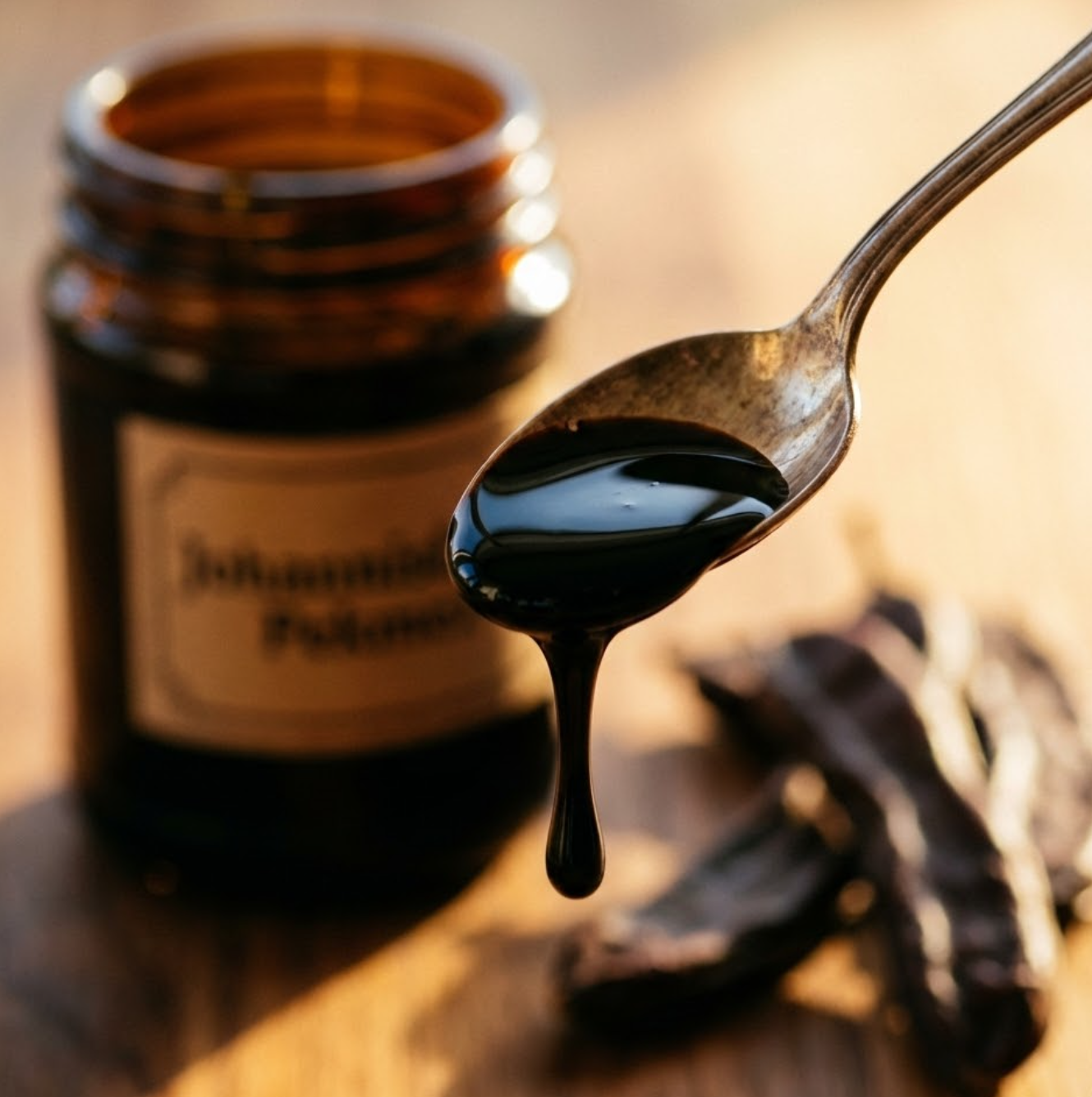 Konzentrierte Lungenkraft: Ein Löffel reines Johannisbrot-Pekmez zur täglichen Stärkung der Atemwege.
