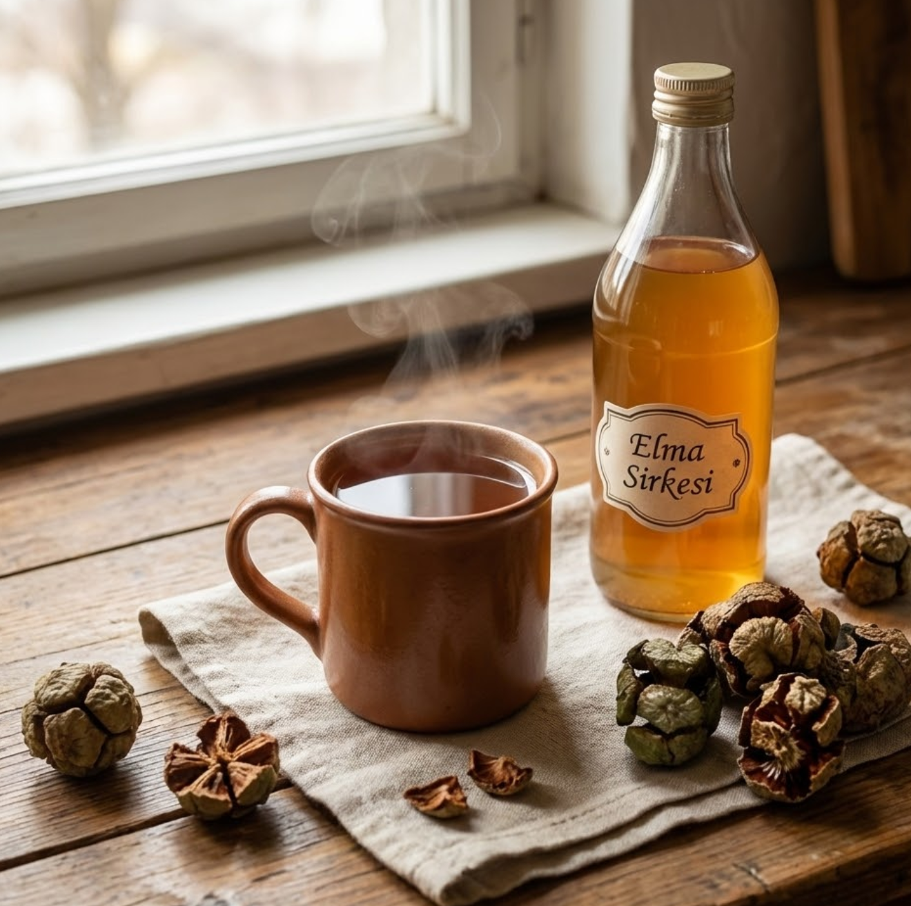 Traditionelle Mundspülung nach Lokman Hekim: Zypressenzapfen in Essig gekocht zur Stärkung des Zahnfleisches.
