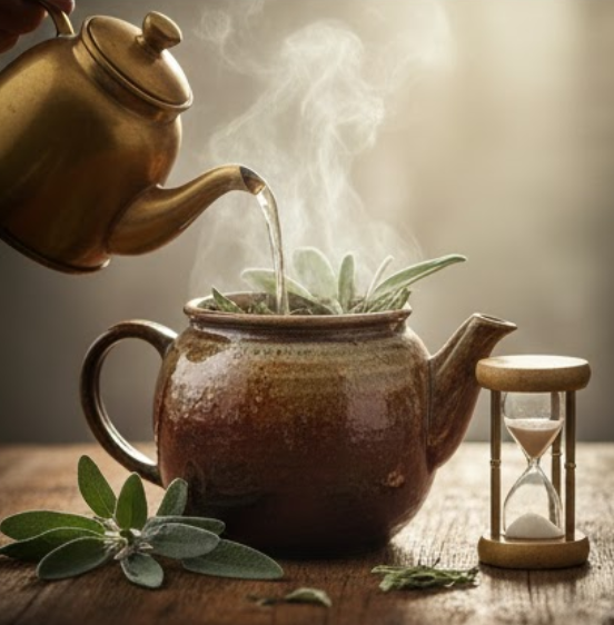 Zubereitung von anatolischem Inseltee aus getrocknetem Salbei